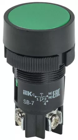 Кнопка SВ-7 "Пуск" d22мм 1НО+1НЗ 240В зел. GENERICA BBT40-SB7-K06