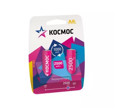 Аккумулятор AA/R6 2500мА.ч NI-MN BP-2 (блист.2шт) КОСМОС KOCR6NIMH2500MAH2BL