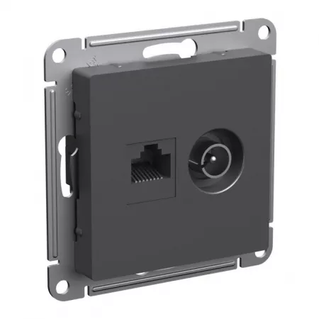 Розетка компьютерная + телевизионная 2-м СП AtlasDesign RJ45 кат.5E + TV механизм базальт SE ATN001489