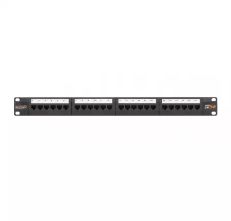 Патч-панель 19дюйм 1U 24 порта кат.5e (класс D) 100МГц RJ45/8P8C 110/KRONE T568A/B неэкран. с органайзером черн. NIKOMAX NMC-RP24UD2-1U-BK