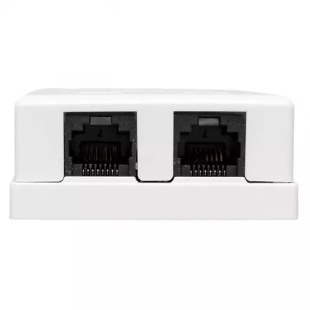 Розетка настенная TERACOM PRO кат.6 неэкранированная 2 порта RJ-45 Dual IDC бел. EKF TRP-WBOX-2RJ45-6UTP-WH