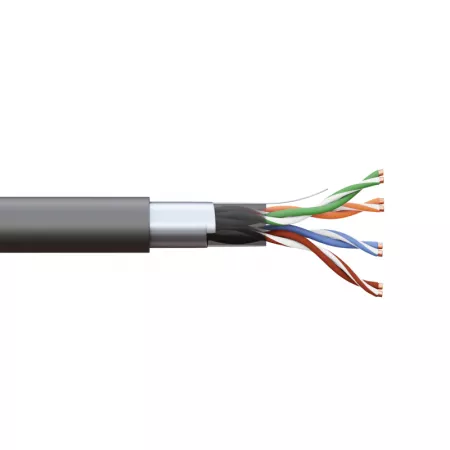Кабель витая пара F/UTP кат.5E 4 пары 24 AWG solid внешн. LDPE черн. (м) TERACOM PRO EKF TRP-5EFTP-04PE-BK-OUT3