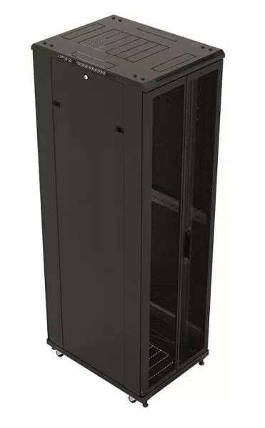 Шкаф напольный TTB-4781-DD-RAL9004 19дюйм 47U 2277х800х1000мм передн. и задн. распашные перфорир. двери 75% ручка с замком крыша нового типа разобран. RAL 9004 черн. Hyperline 392700