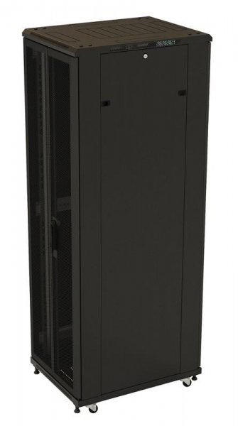 Шкаф напольный TTB-4281-DD-RAL9004 19дюйм 42U 2055х800х1000мм перф. двери черн. Hyperline 392684